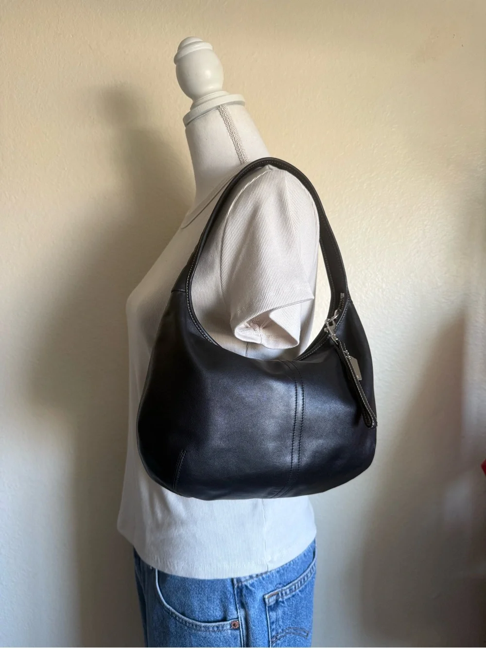 Vintage 2003 Coach Ergo Hobo Black Leather Shoulder Bag 9219